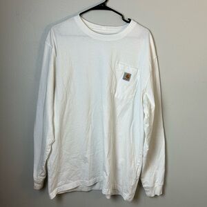 Carhartt Classic White Long-sleeve Loose Fit Size Large Shirt Breathable